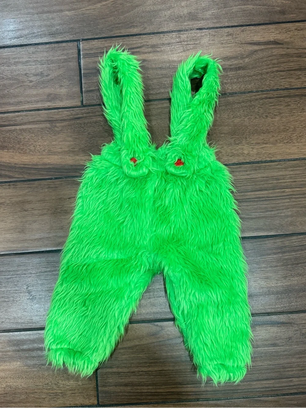 The Baby Who Stole Christmas Furry Grinch Suspender romper outfit size 12-18M